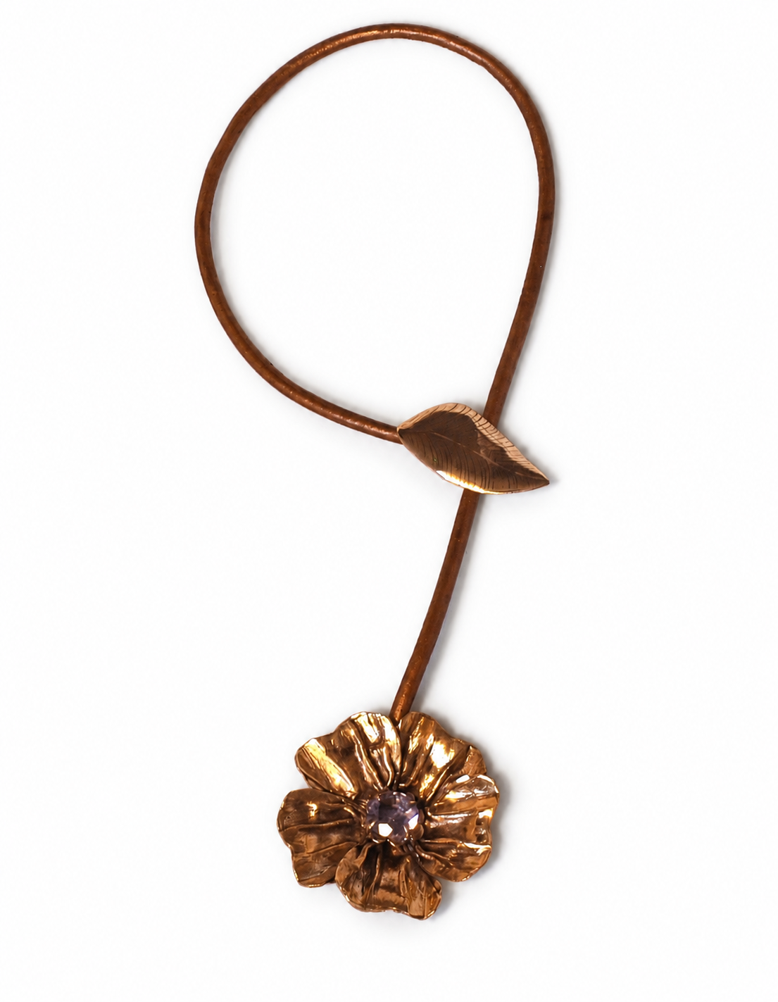 Collana Saliscendi Petali in bronzo ed ametista
