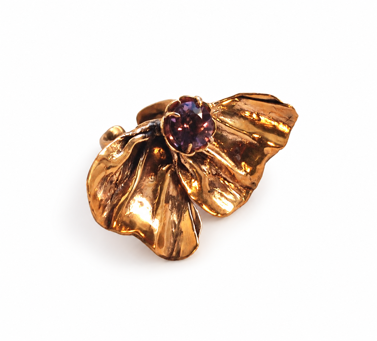 Anello Petali bronzo ed ametista
