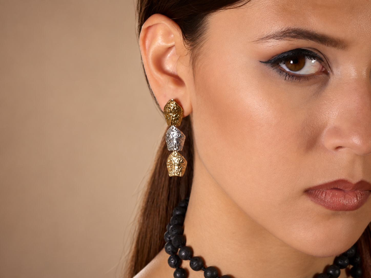 Orecchini lunghi Mitra S.Gennaro argento e bronzo