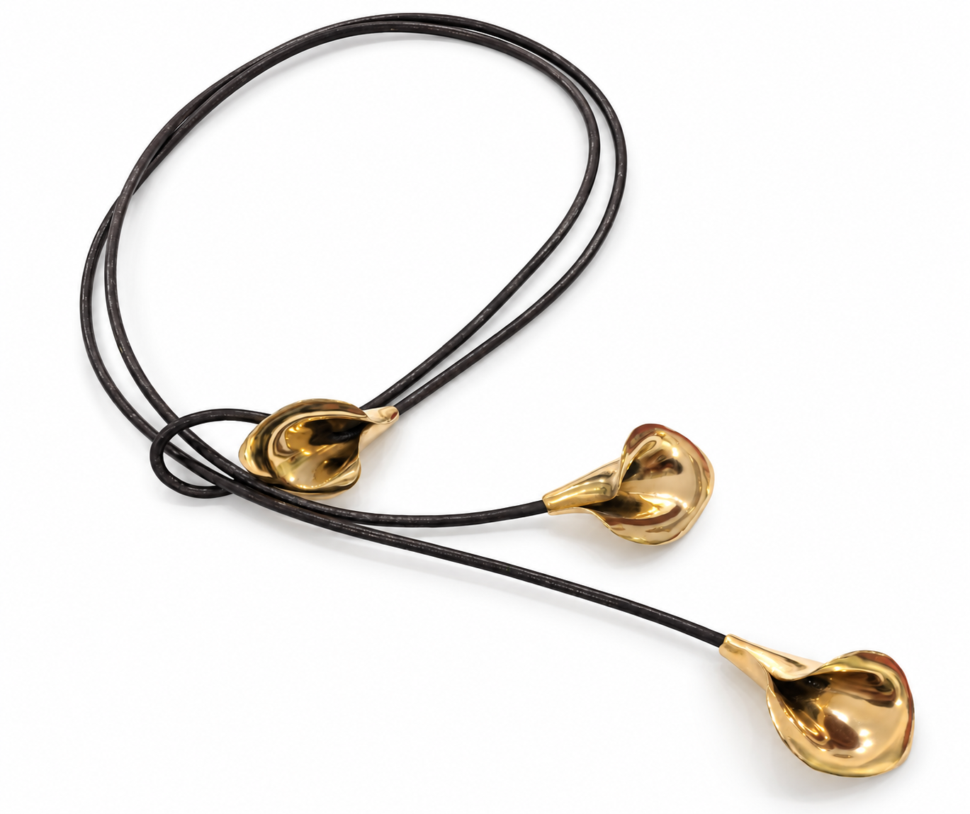 Collana 3 Calle bronzo con cordino cuoio