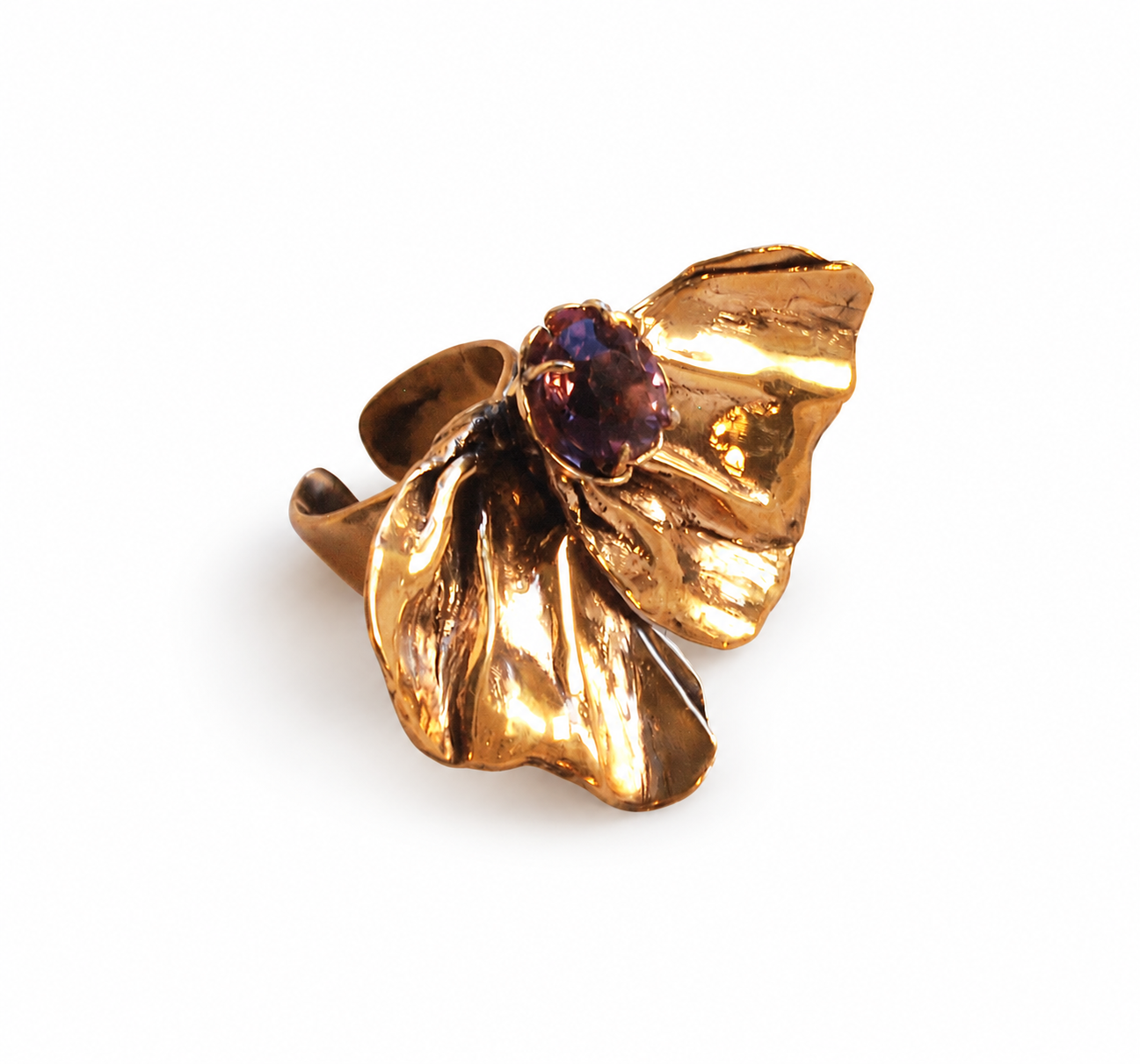 Anello Petali bronzo ed ametista
