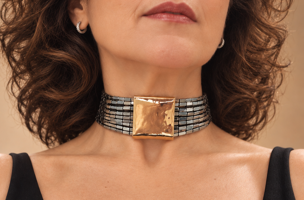 Choker piastra ematite