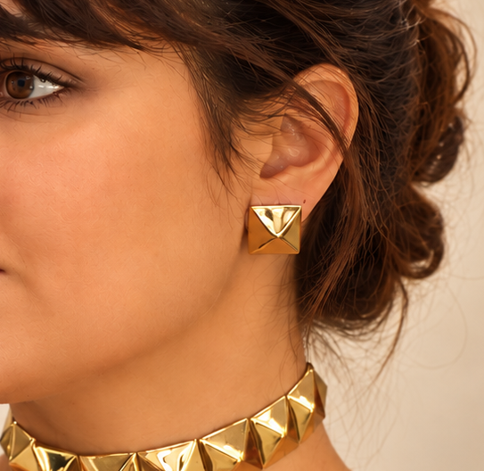 Orecchini Piramide piccola bronzo